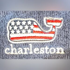 Vineyard Vines Mens S Vest Full Zip Blue Fleece Charleston  America Flag Logo Wh